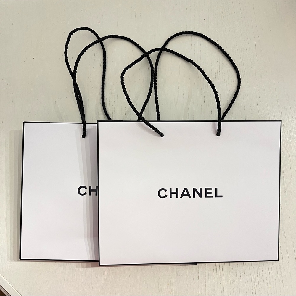 Chanel paper bag makeup mini bag